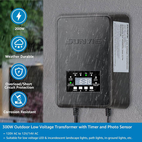 300W Low Voltage Landscape Lighting Transformer