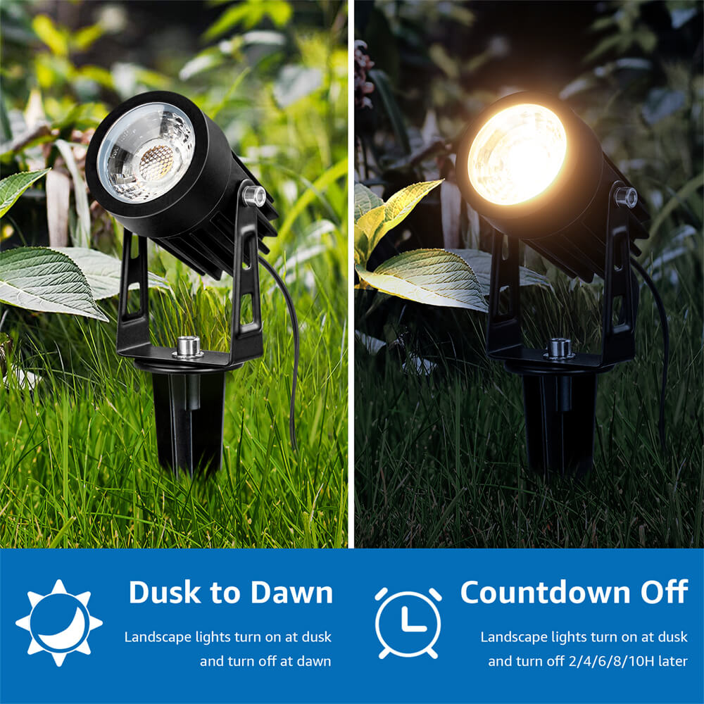 Low Voltage Landscape Spotlights + Hollow Cuboid Path Lights 12 Pack Complete LIghting Kit KTW-W8S4FA