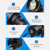 120V 20W 3000K LED Landscape Spotlight with Dusk to Dawn Photocell Sensor with 6 FT Cord 2 Pack CHWP-20-02P SUNVIE