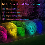 120V 12W RGB LED Color Changing Outdoor Landscape Spotlights 6 Pack with Remote Control CHRS-12-06