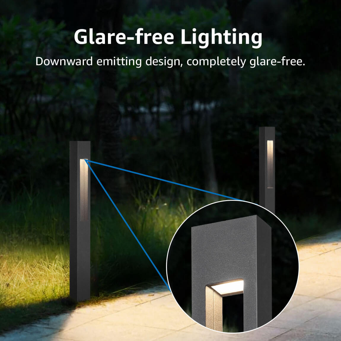 3W Low Voltage Aluminum LED Hollow Cuboid Landscape Pathway Light with ETL Listed Cord 12 Pack LFAWB-03-12C SUNVIE