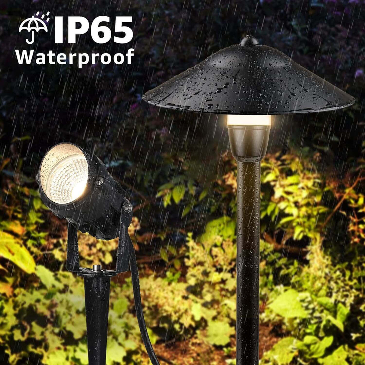 Low Voltage 2 Stake Path Lights + 2 Spotlights 4 Pack Complete Lighting Kit KTW-W2S2PA