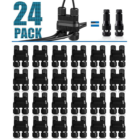 Low Voltage 12-18 Gauge Waterproof Landscape Light Cable Connector 24 Pack LVCO-02-24 SUNVIE