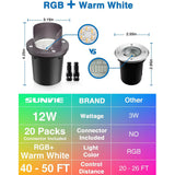 Low Voltage 12W RGBW Color Changing LED Shielded In-Ground Well Lights with Wire Connectors 8 Pack MDRL-12-08C SUNVIE