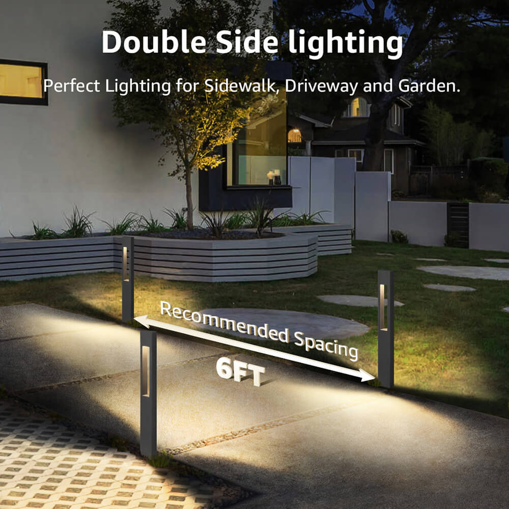 Low Voltage 3W LED Hollow Cuboid Landscape Pathway Lights with ETL Listed Cord 4 Pack LFAWB-03-04C