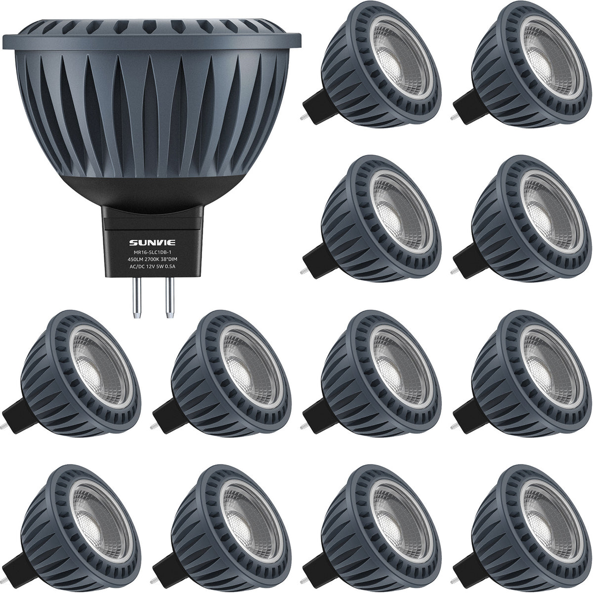 Low Voltage 12V 5W MR16 LED Bulbs 12 Pack – Dimmable GU5.3 Bi-Pin Warm White DMRW-05-12N