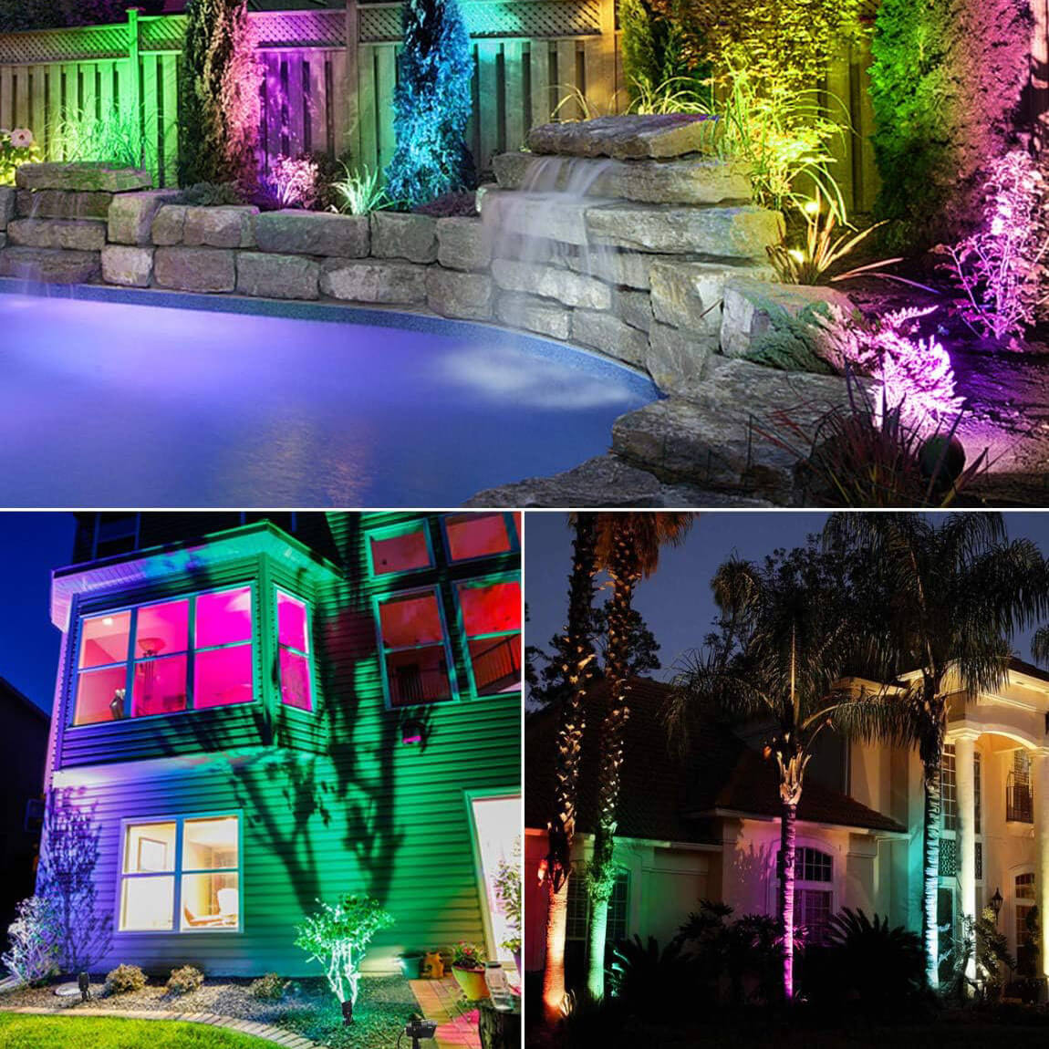 Low Voltage 12W RGB Color Changing LED Landscape Lights with Connector 16 Pack CLRS-12-16C SUNVIE
