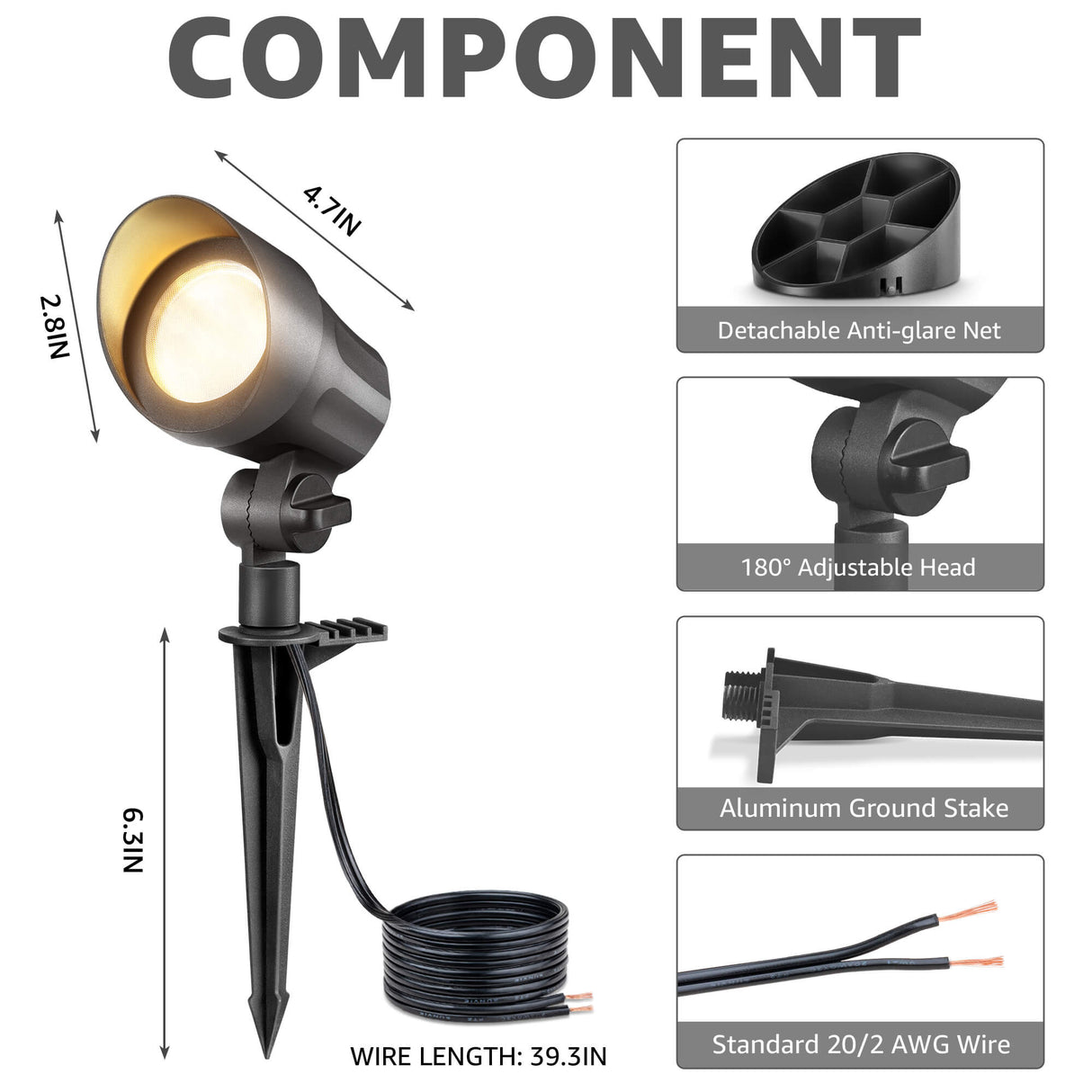All-In-One Low Voltage 6W Landscape Lights Kit with Transformer, Wire & Connectors 8 Pack KTW-W8S06