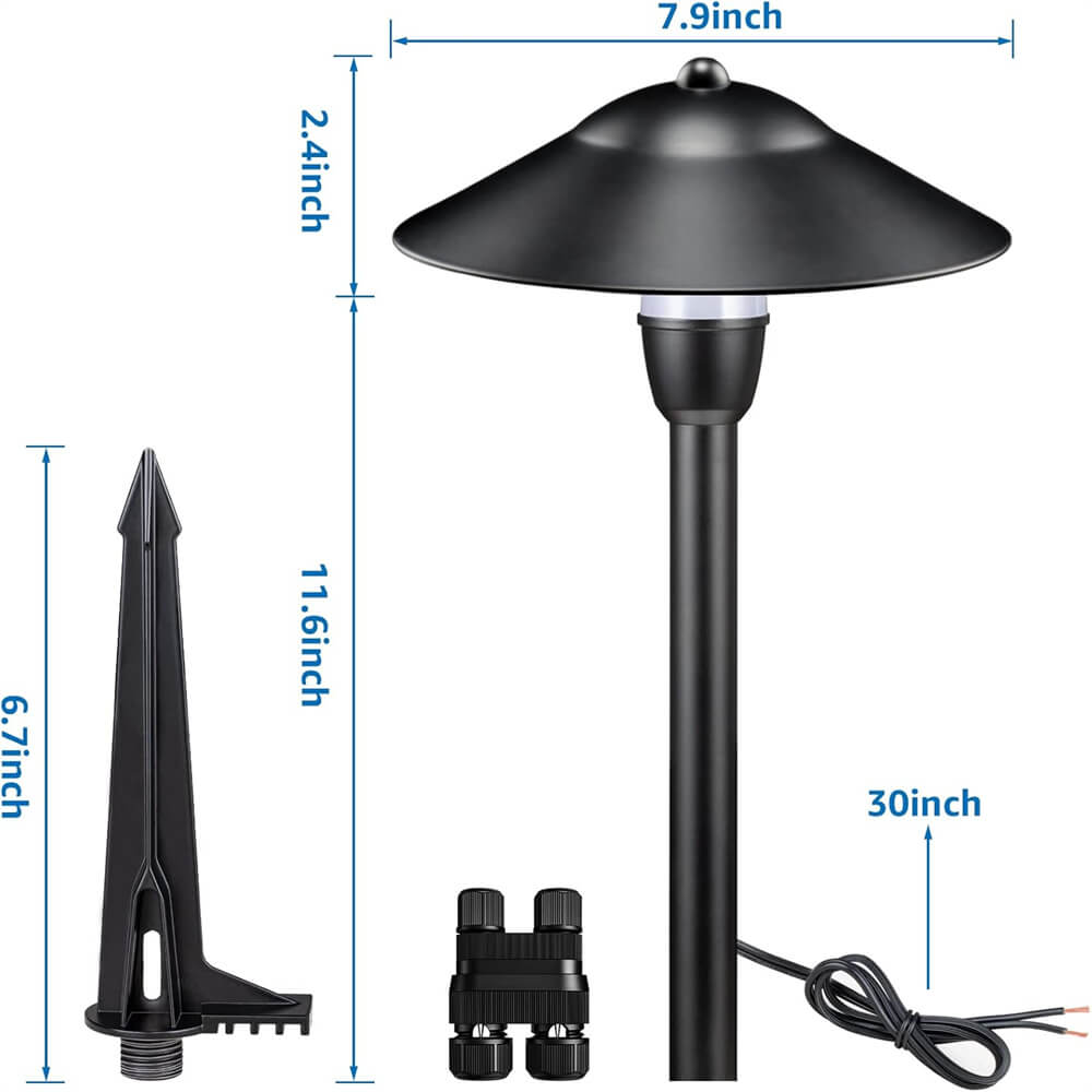 LED Low Voltage 3W Cast-Aluminum Landscape Pathway Lights with ETL Listed Cord 8 Pack LSAWB-03-08C SUNVIE
