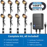 All-In-One Low Voltage 6W Landscape Lights Kit with Transformer, Wire & Connectors 8 Pack KTW-W8S06