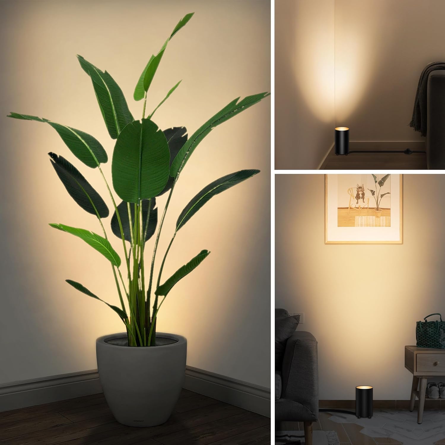 plant uplighters indoor Black Aluminum Indoor Uplighting Floor Can Spotlight 2 Pack with 5.9 ft Plug Cord & Foot Switch