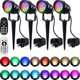 120V 12W RGB LED Color Changing Waterproof Outdoor Party Landscape Lights with Remote Control 4 Pack CHRS-12-04 SUNVIE