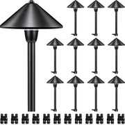 3W LED Low Voltage Waterproof Aluminum Conical Shade Pathway Lights With Connectors 12 Pack LSBWB-03-12C SUNVIE