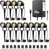 Low Voltage Waterproof Aluminum Landscape Lights with 300W Transformer Lighting Kit 12 Pack KT-W12S SUNVIE