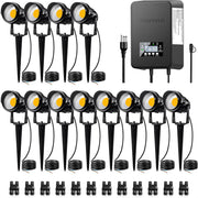 Low Voltage Waterproof Aluminum Landscape Lights with 300W Transformer Lighting Kit 12 Pack KT-W12S SUNVIE