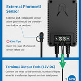 120V AC to 12V DC 100W Low Voltage Landscape Lights Transformer with Timer and Photocell Sensor LVT-MH-100W SUNVIE