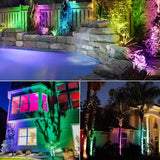 Low Voltage RGBW Color Changing Low Voltage Remote Control LED Landscape Lights with Connector 24 Pack CLRS-12-24C SUNVIE