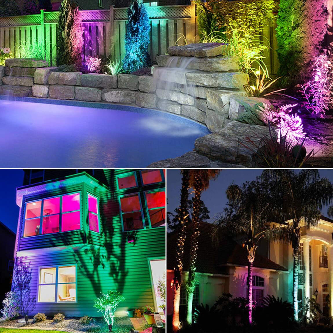 Low Voltage RGBW Color Changing Low Voltage Remote Control LED Landscape Lights with Connector 24 Pack CLRS-12-24C SUNVIE