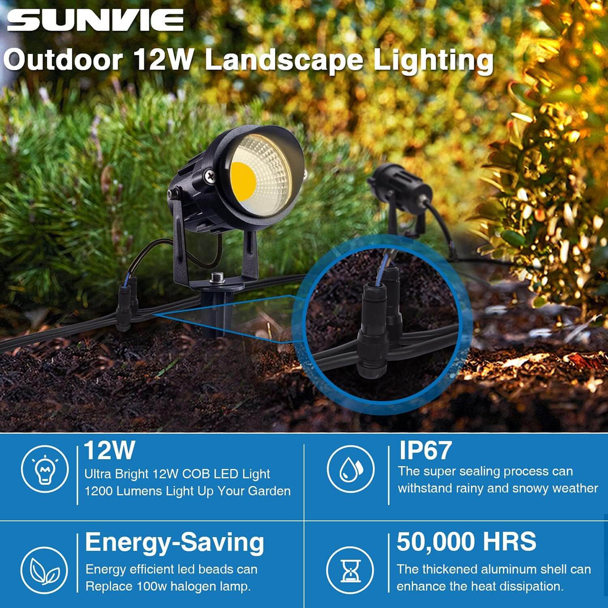 12W Low Voltage LED Landscape Spotlights 2 Pack CLWS-12-02C