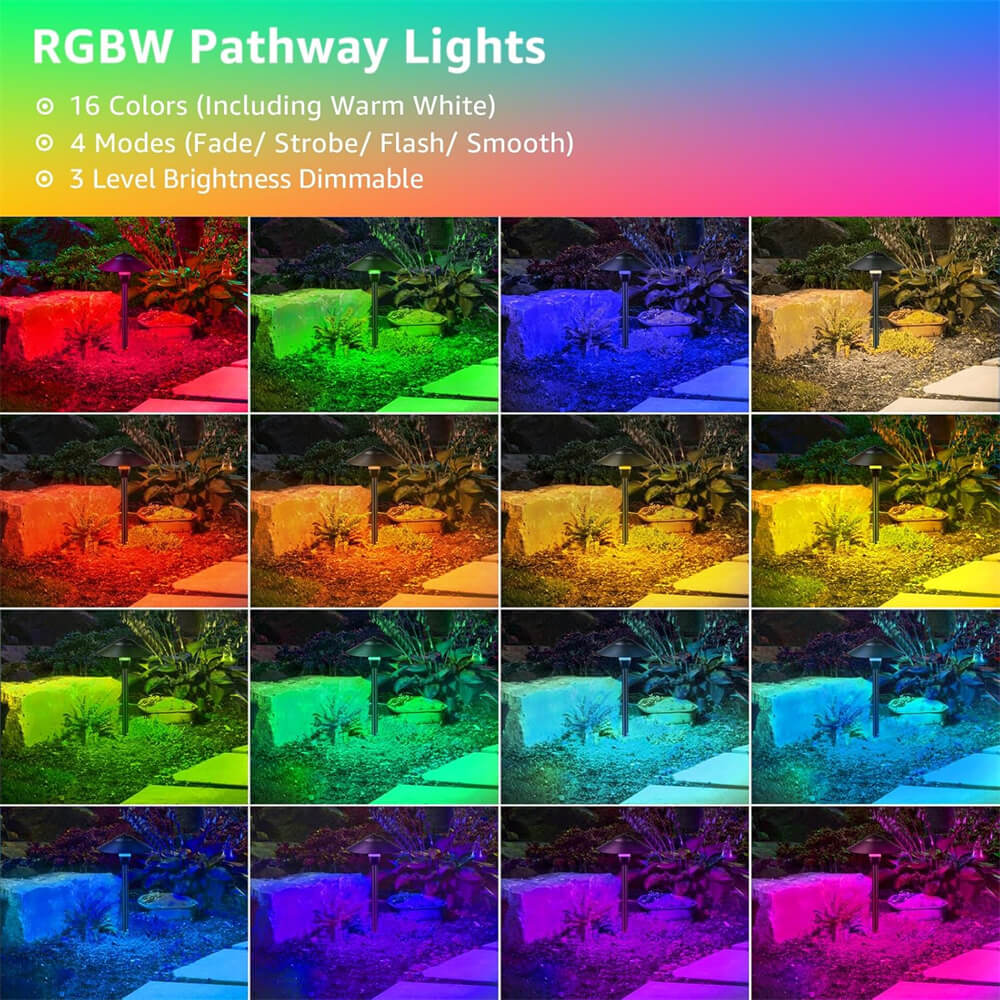 3W Low Voltage Remote Control Color Changing Landscape Pathway Lights with ETL Listed Cord 12 Pack LSARB-03-12C SUNVIE
