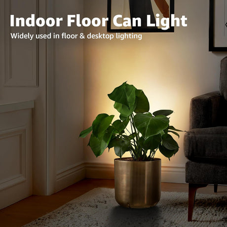 5W Black Uplighting Floor Can Spotlight with 2700K GU10 Bulbs & 5.9 FT Plug Cord & Foot Switch 2 Pack FCL-02B-02 SUNVIE