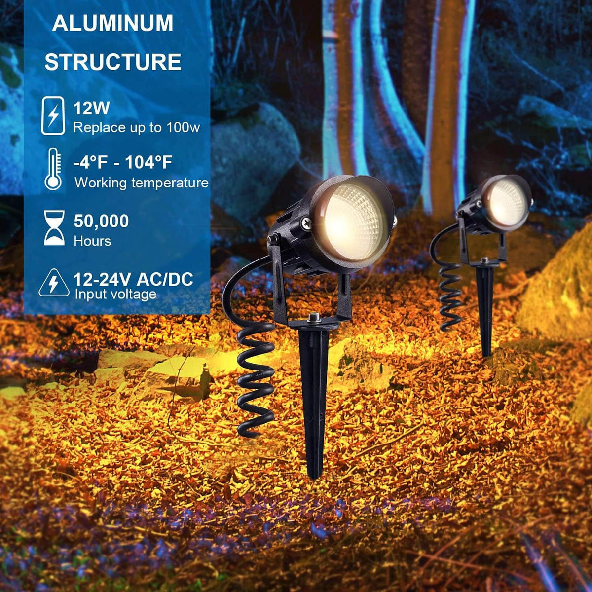 12W Low Voltage LED Landscape Spotlights 2 Pack CLWS-12-02C