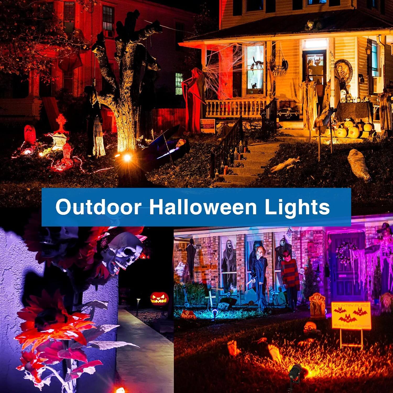 120V 15W Waterproof LED Color Changing Plug in Uplight Landscape Lights with Remote Control CHRS-15-01 SUNVIE