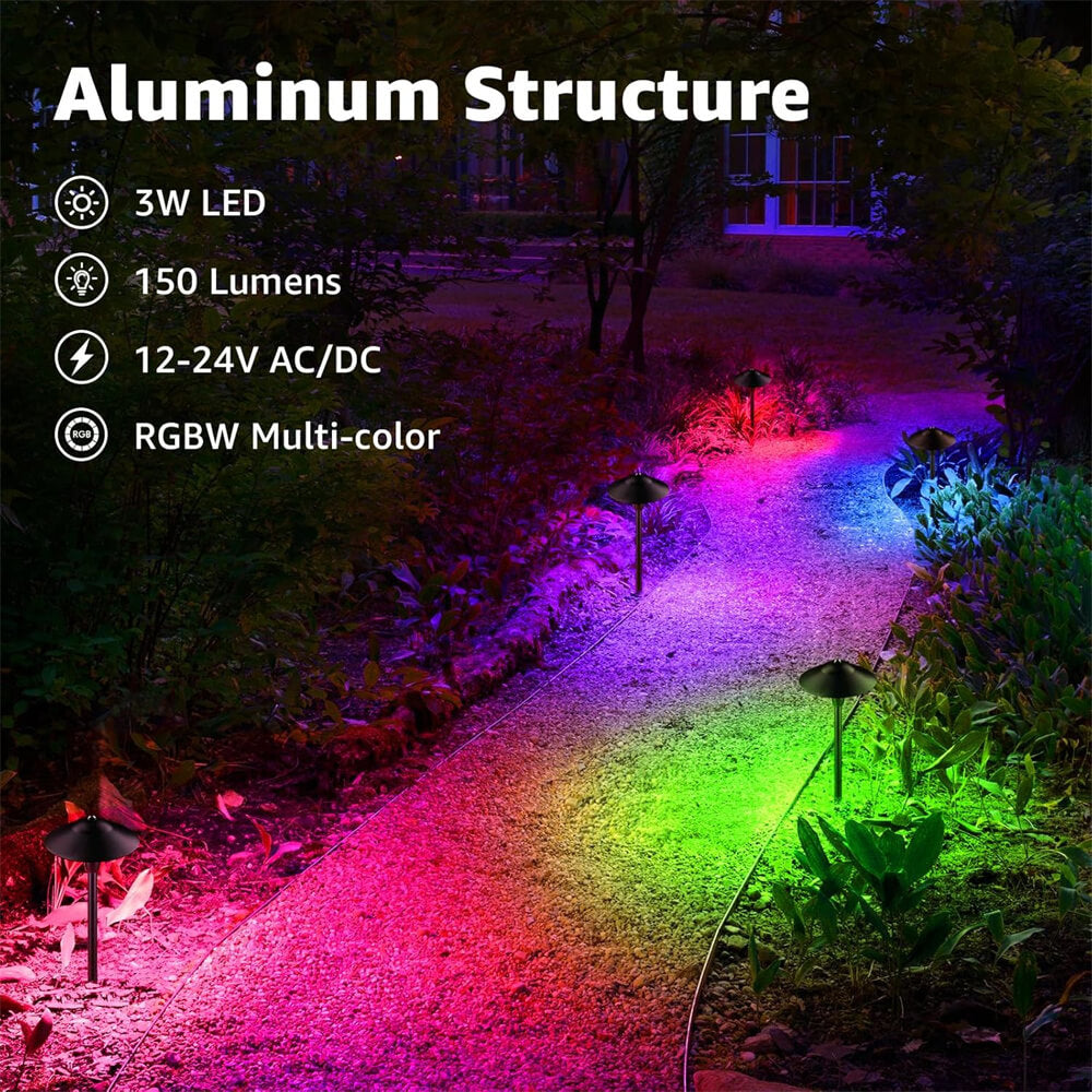 3W Low Voltage Remote Control Color Changing Landscape Pathway Lights with ETL Listed Cord 12 Pack LSARB-03-12C SUNVIE