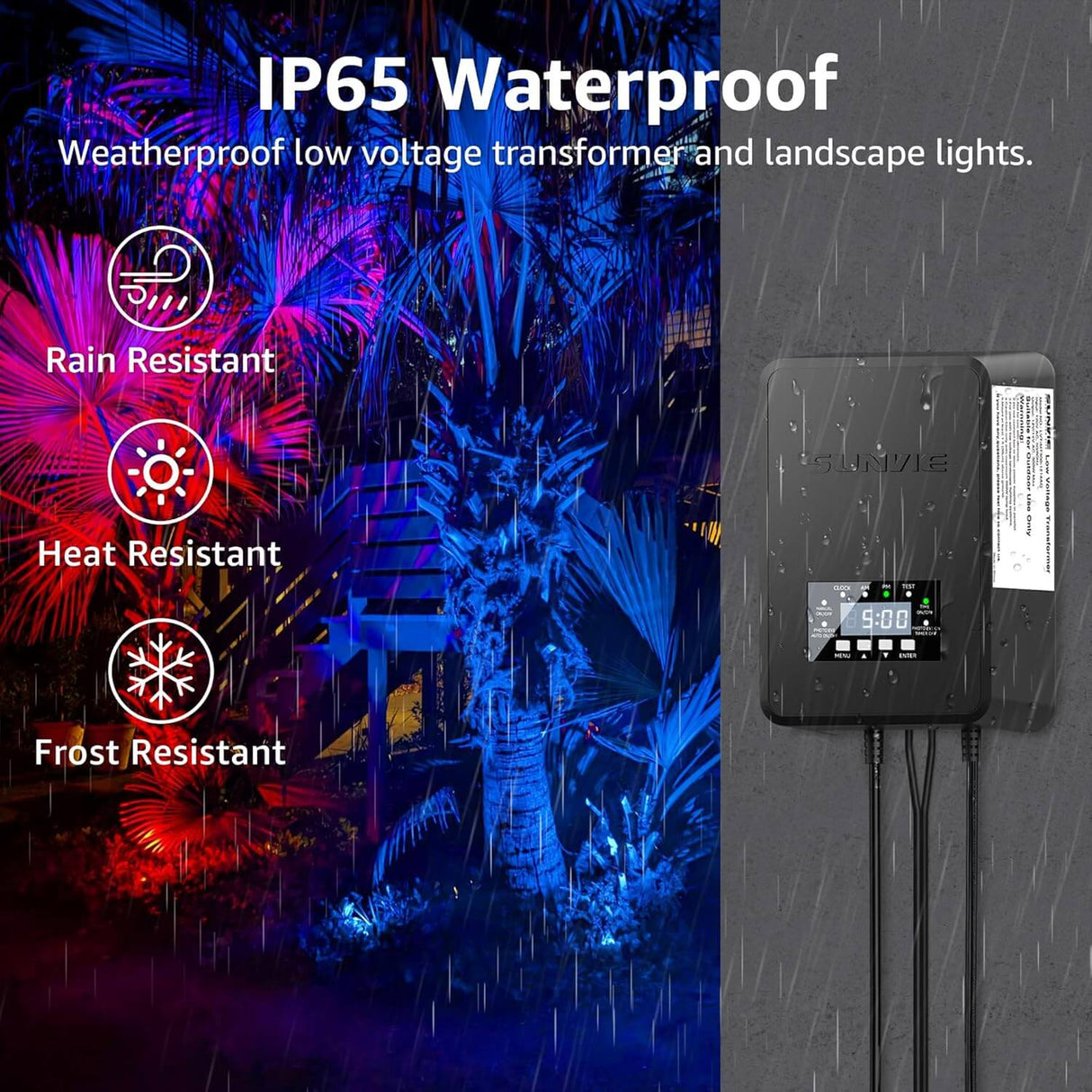 Low Voltage RGBW Color Changing Landscape Lights with 300W Low Voltage Landscape Transformer Kit SUNVIE 12 Pack KT-R12S SUNVIE
