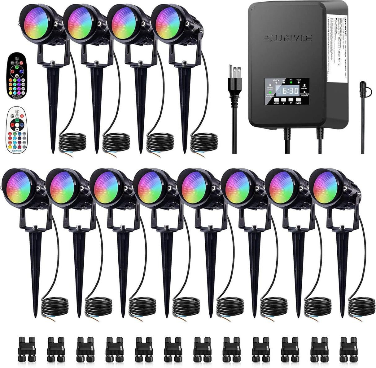 Low Voltage RGBW Color Changing Landscape Lights with 300W Transformer Kit 12 Pack KT-R12S