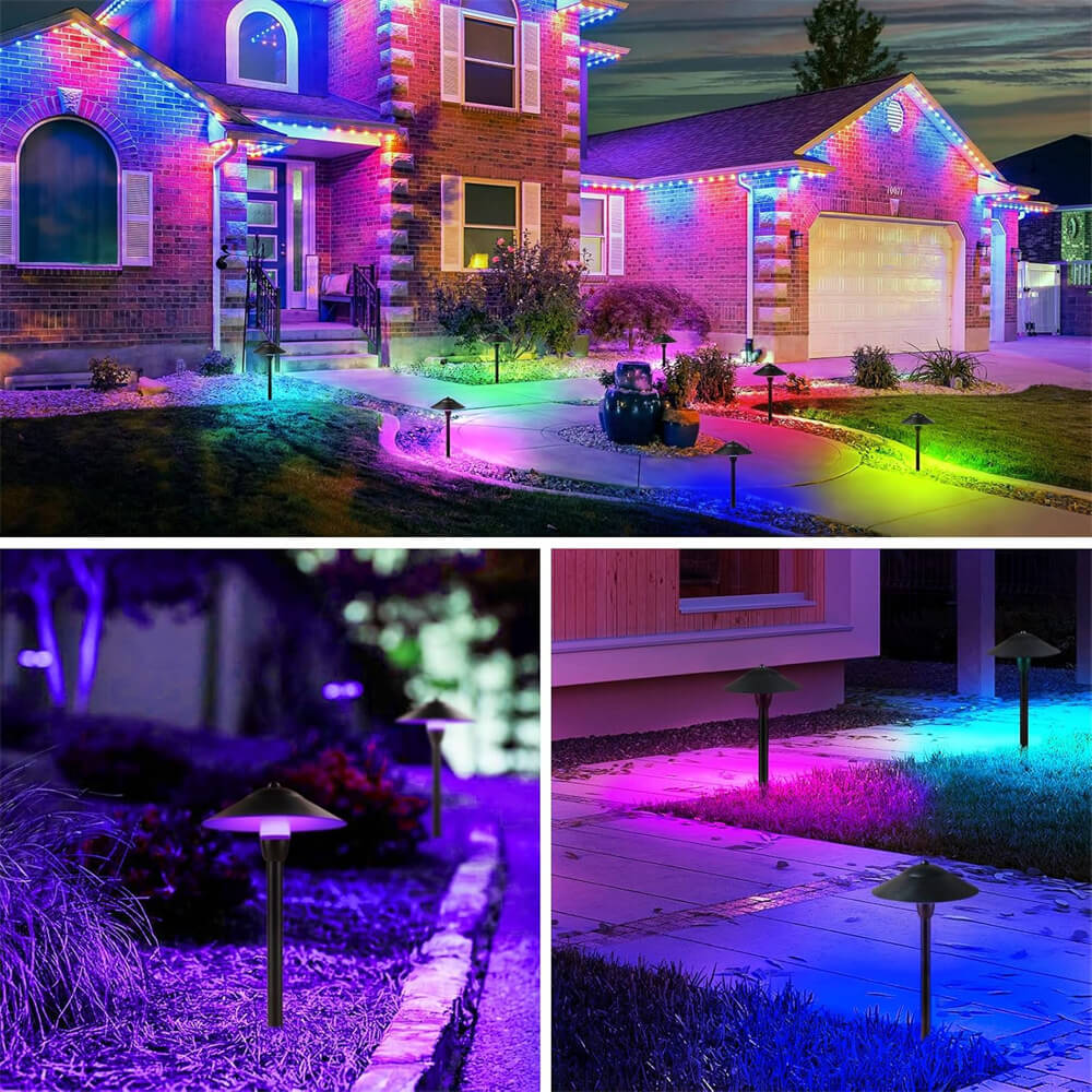 3W Low Voltage Remote Control Color Changing Landscape Pathway Lights with ETL Listed Cord 12 Pack LSARB-03-12C SUNVIE