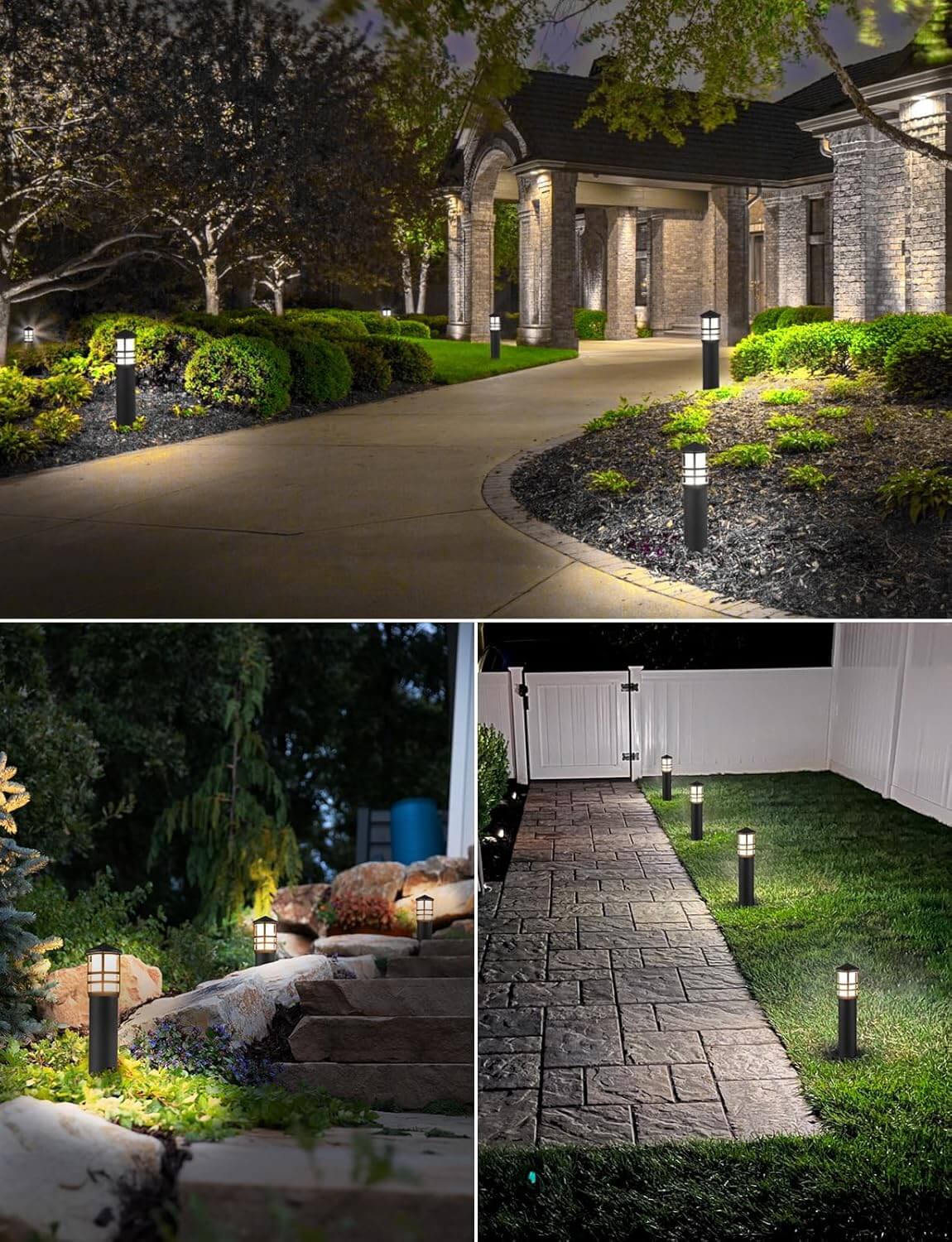 3W Aluminum Wired Landscape Pathway Bollard Lights with CRI 90+ ETL Listed Cord 4 Pack LYAWB-03-04C SUNVIE