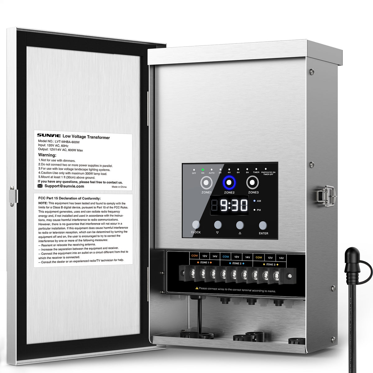 600W 3-Zone Independent Control Low Voltage Landscape Transformer LVT-MHBA-600W