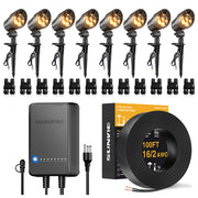 Low Voltage 6W LED Anti-Glare Landscape Spotlights Complete Lighting Kit 8 Pack KTW-W8SB