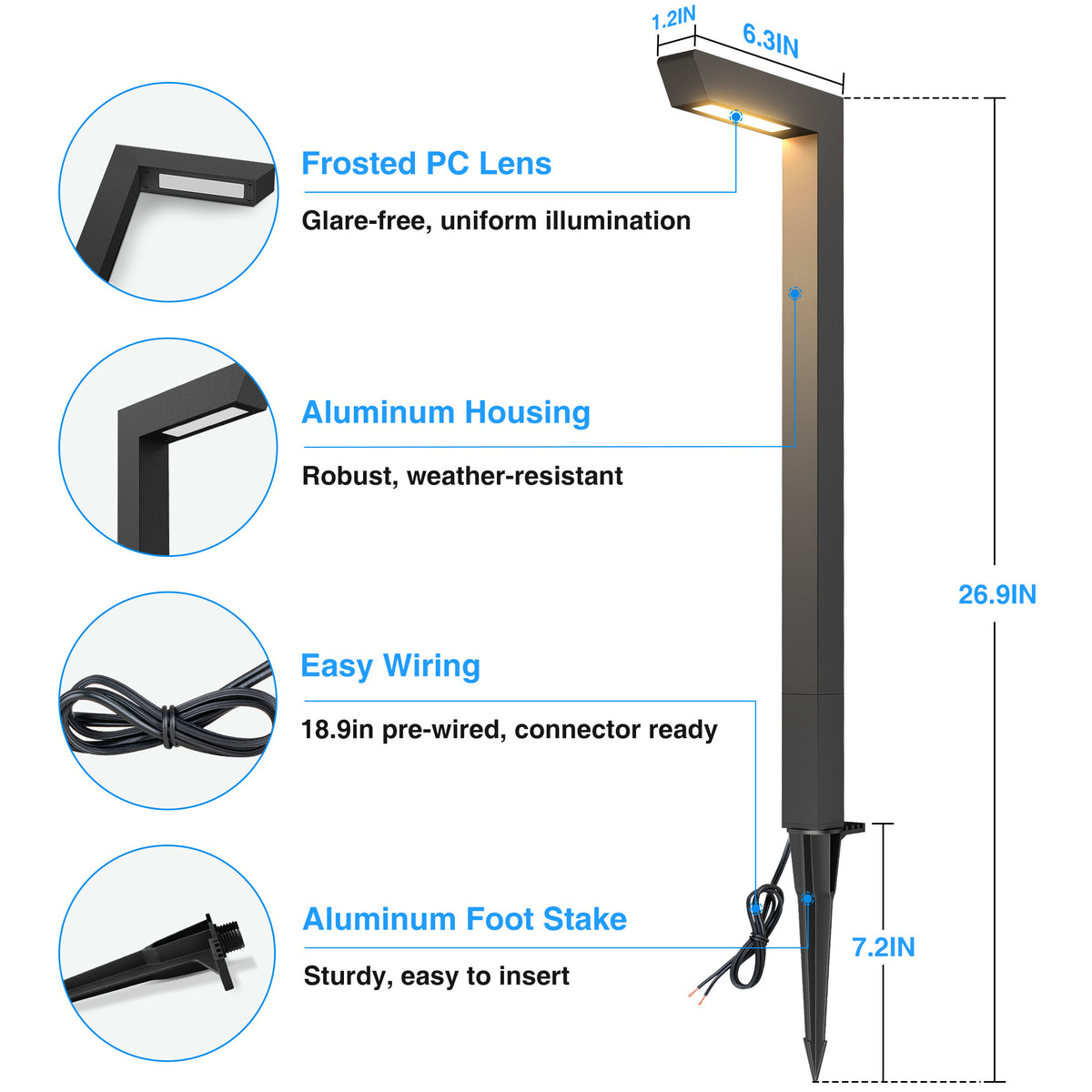 Low Voltage 5W LED L-shaped Landscape Pathway Lights 12 Pack LLWB-05-12C