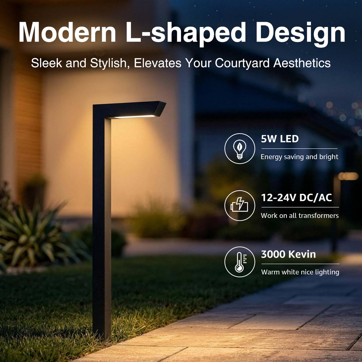 Low Voltage 5W LED L-shaped Landscape Pathway Lights 12 Pack LLWB-05-12C