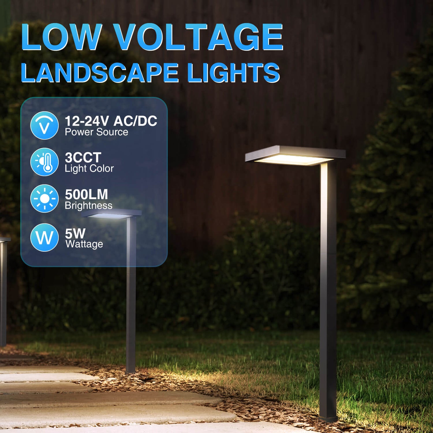 Low Voltage Anti-Glare 3CCT LED Landscape Path Lights 4 Pack LDATB-05-04C