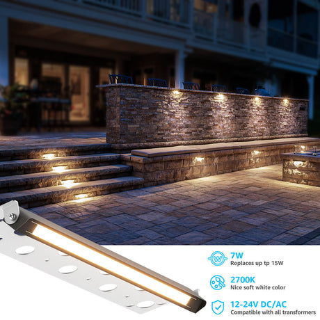 Low Voltage Hardscape 12′′ Inch Retaining Wall Lights 2700K Warm White 12 Pack CLWF-07-12C