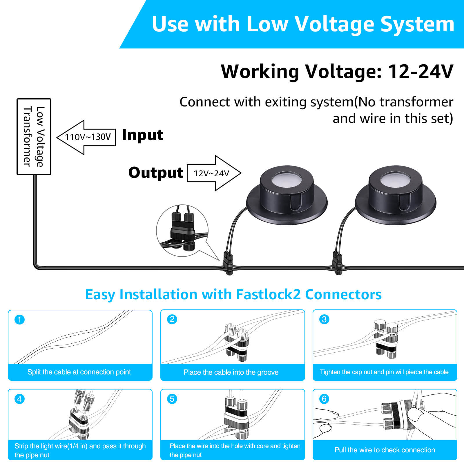 Low Voltage 3W LED Waterproof Underwater Fountain Pond Lights 4 Pack ULWS-03W-04