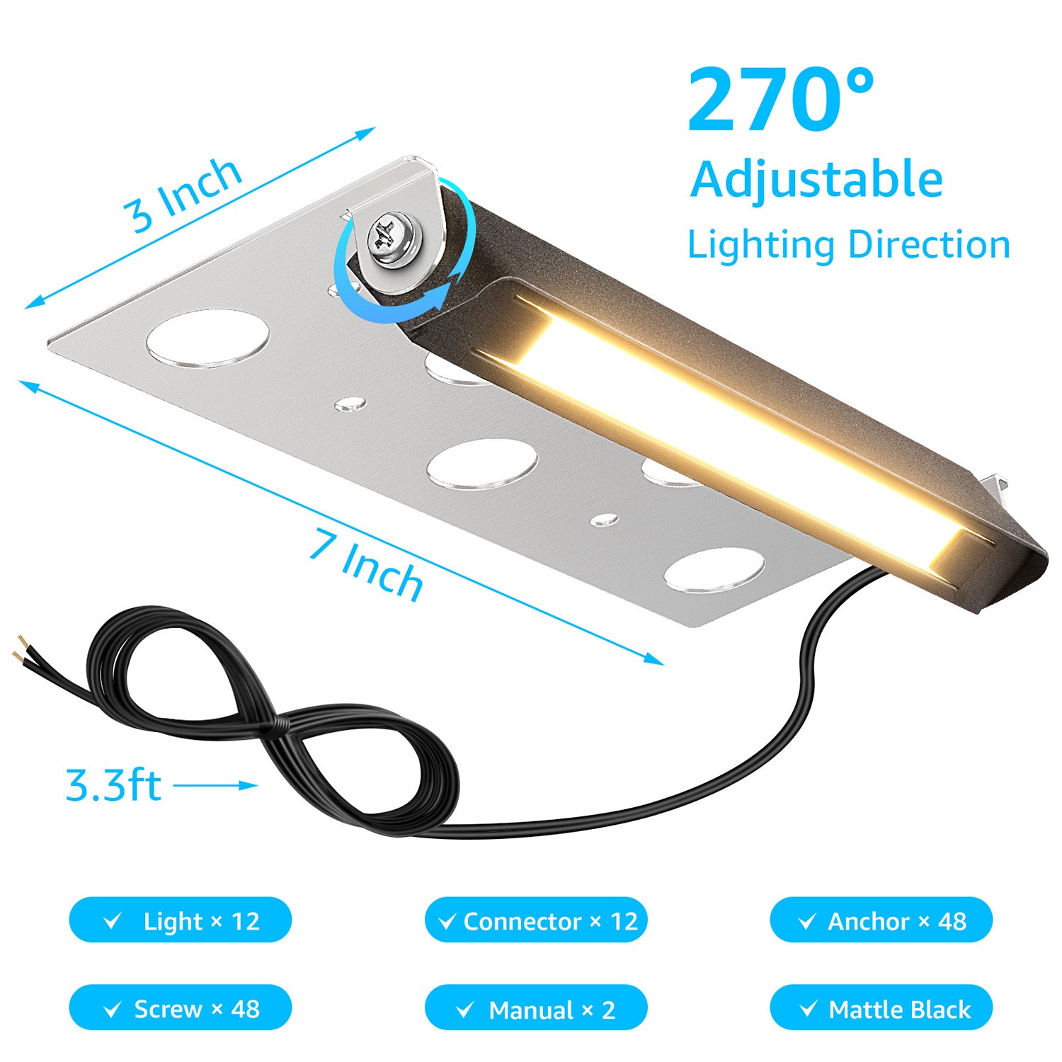 Low Voltage Hardscape 7′′ Inch Retaining Wall Lights 2700K Warm White 12 Pack CLWF-05-12C