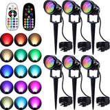 120V 12W RGB LED Color Changing Outdoor Landscape Spotlights 6 Pack with Remote Control CHRS-12-06