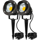 SUNVIE 20W Outdoor Spotlight LED Landscape Lighting 120V AC Waterproof Yard Spot Lights Outdoor with Stake for Tree Flag Lights 3000K Ultra Warm White Lawn Decorative Lamp with US 3-Plug in (2 Pack) Lee Lighting