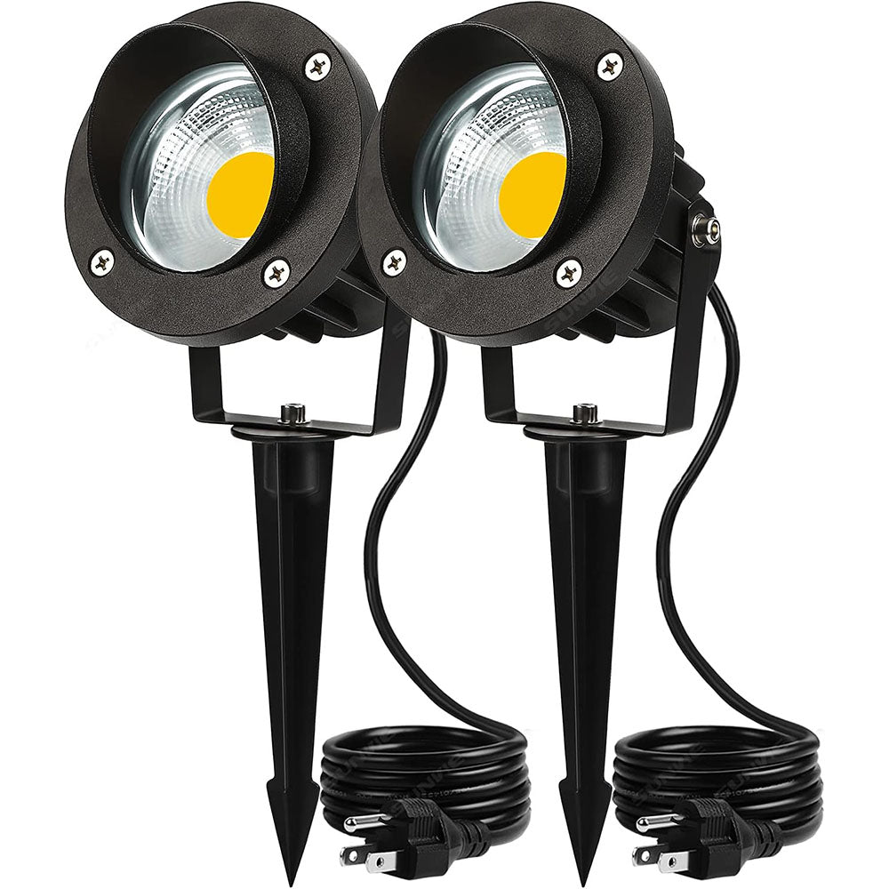 SUNVIE 20W Outdoor Spotlight LED Landscape Lighting 120V AC Waterproof Yard Spot Lights Outdoor with Stake for Tree Flag Lights 3000K Ultra Warm White Lawn Decorative Lamp with US 3-Plug in (2 Pack) Lee Lighting