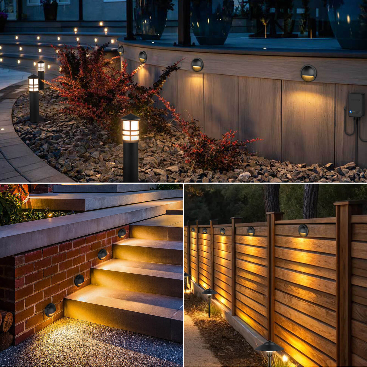 All-In-One Low Voltage Deck Lights Kit with Transformer, Wire & Connectors 8 Pack KTW-W8YBB