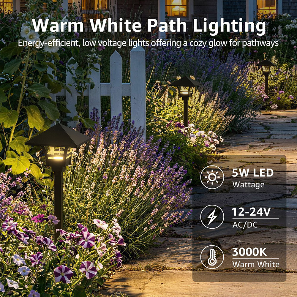 Low Voltage 5W Square Umbrella Warm White Pathway Lights 12 Pack LSFWB-05-12C