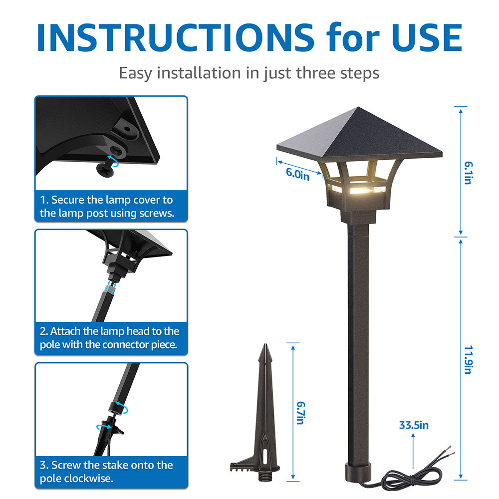 Low Voltage 5W Square Umbrella Warm White Pathway Lights 12 Pack LSFWB-05-12C