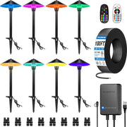 All In One RGBW Pathway Lighting Kit 8 Pack with Transformer Wire & Connectors KTW-R8PA