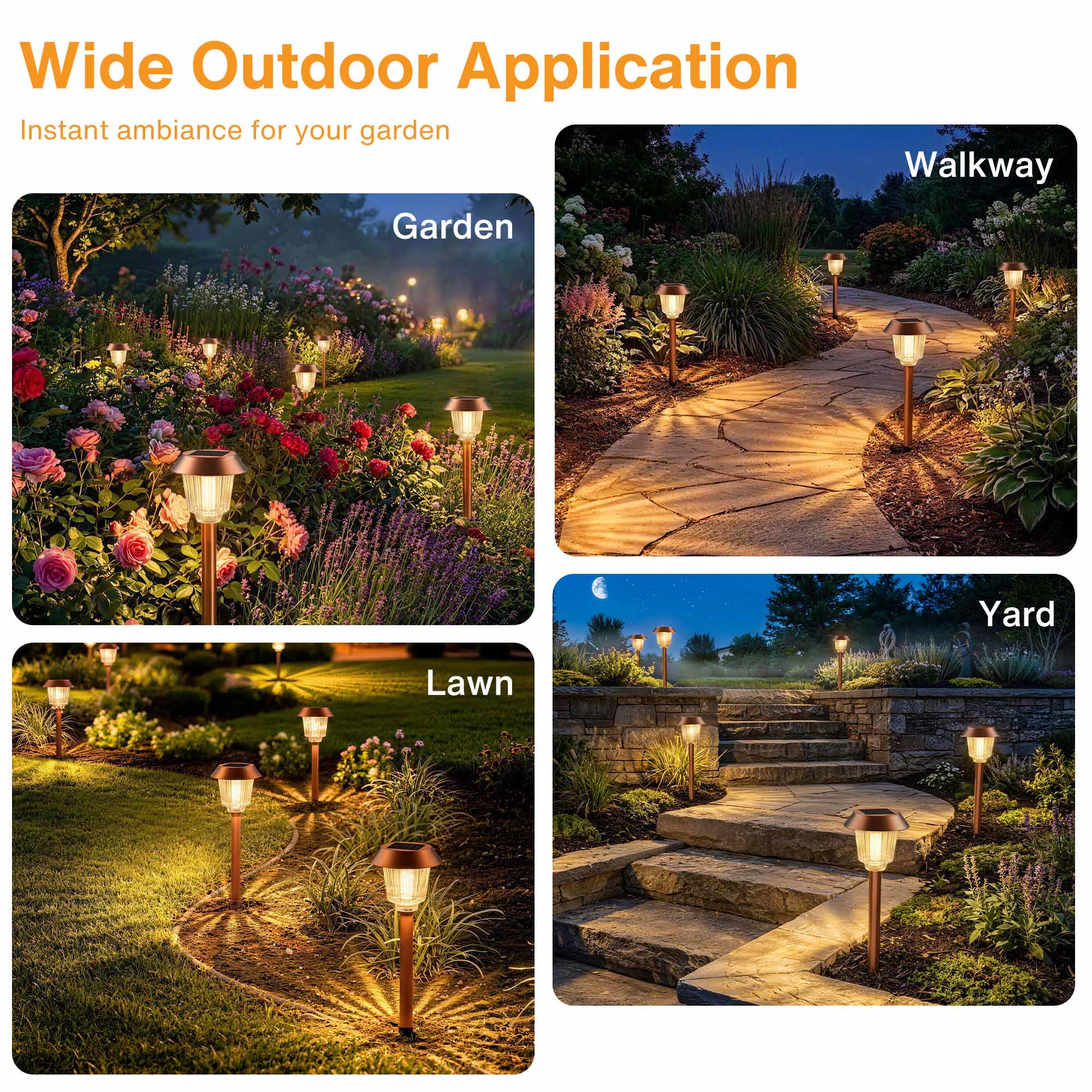 40 Lumens 3000K LED Weather Resistant Outdoor Solar Pathway Lights 4 Pack SPL-YAWC-04