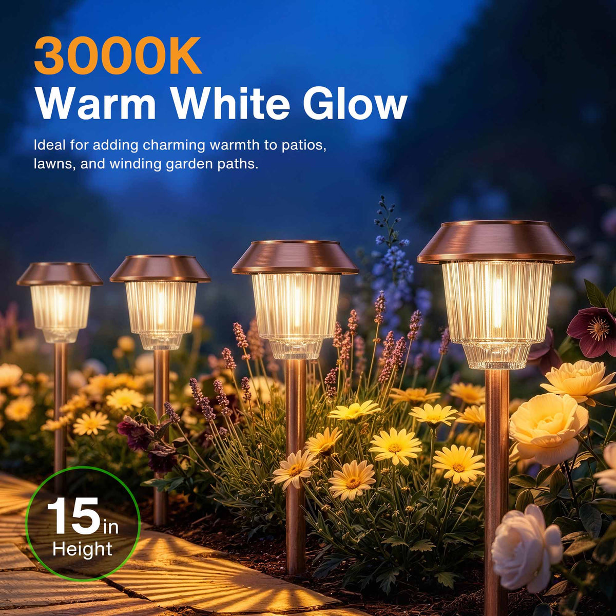 40 Lumens 3000K LED Weather Resistant Outdoor Solar Pathway Lights 4 Pack SPL-YAWC-04