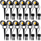 SUNVIE 12W Low Voltage LED Landscape Lights with Connectors, Outdoor 12V Super Warm White (900LM) Waterproof Garden Pathway Lights Wall Tree Flag Spotlights with Spike Stand (12 Pack with Connector) Lee Lighting